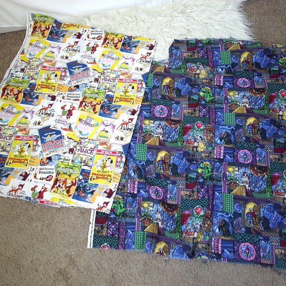 Disney Fabric Love Story and Beauty and Beast Lot of 2 - Picture 1 of 4